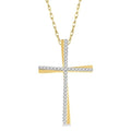 1/6 Ctw Round Cut Diamond Cross Pendant With Chain in 10K Yellow Gold