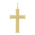 1 Ctw Cross Round Cut Diamond Fashion Pendant in 14K Yellow Gold
