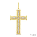 1 Ctw Cross Round Cut Diamond Fashion Pendant in 14K Yellow Gold