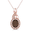 1/3 Ctw Round Cut White and Champagne Brown Diamond Pendant in 10K Rose Gold with Chain