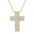 1/4 Ctw Cross Round Cut Diamond Fashion Pendant With Chain in 14K Yellow Gold