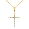 1/5 Ctw Latin Cross Fusion Baguette and Round Cut Diamond Fashion Pendant With Chain in 10K Yellow Gold
