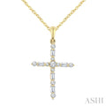 1/5 Ctw Latin Cross Fusion Baguette and Round Cut Diamond Fashion Pendant With Chain in 10K Yellow Gold