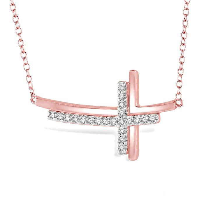 Willow Lysandra Sideway Cross Diamond Fashion Pendant