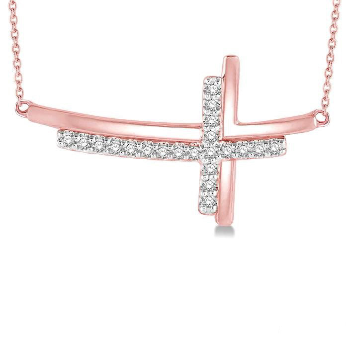 Willow Lysandra Sideway Cross Diamond Fashion Pendant
