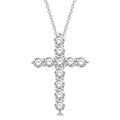 2 Ctw Round Cut Diamond Cross Pendant in 14K White Gold with Chain