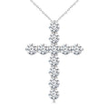 5 Ctw Round Cut Diamond Cross Pendant With Chain in 14K White Gold