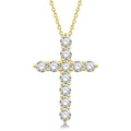 1 1/2 Ctw Round Cut Diamond Cross Pendant in 14K Yellow Gold with Chain