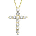 2 Ctw Round Cut Diamond Cross Pendant in 14K Yellow Gold with Chain