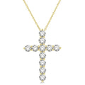 3 Ctw Latin Cross Round Cut Diamond Pendant With Chain in 14K Yellow Gold