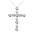 5 Ctw Round Cut Diamond Cross Pendant With Chain in 14K Yellow Gold