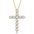 1 1/2 Ctw Round Cut Diamond Cross Pendant in 14K Yellow Gold with Chain