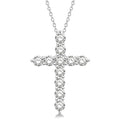1 1/2 Ctw Round Cut Diamond Cross Fashion Pendant With Chain in Platinum