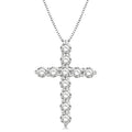 1 Ctw Round Cut Diamond Cross Pendant in 14K White Gold with Chain