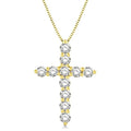 1 Ctw Round Cut Diamond Cross Pendant in 14K Yellow Gold with Chain