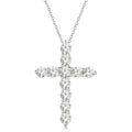 1 Ctw Round Cut Diamond Cross Pendant in 14K White Gold with Chain