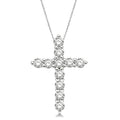 3/4 Ctw Round Cut Diamond Cross Pendant in 14K White Gold with Chain