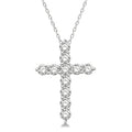 3/4 Ctw Round Cut Diamond Cross Pendant in 14K White Gold with Chain