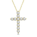 3/4 Ctw Round Cut Diamond Cross Pendant With Chain in 14K Yellow Gold