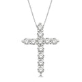 1/2 Ctw Round Cut Diamond Cross Pendant in 14K White Gold with Chain