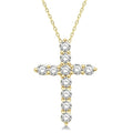 1/2 Ctw Round Cut Diamond Cross Pendant With Chain in 14K Yellow Gold