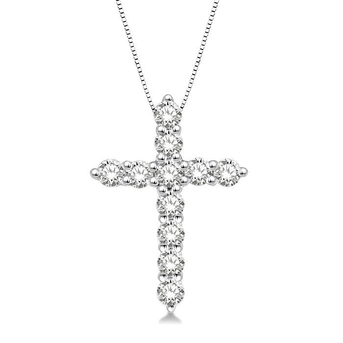 1/2 Ctw Round Cut Diamond Cross Fashion Pendant With Chain in Platinum