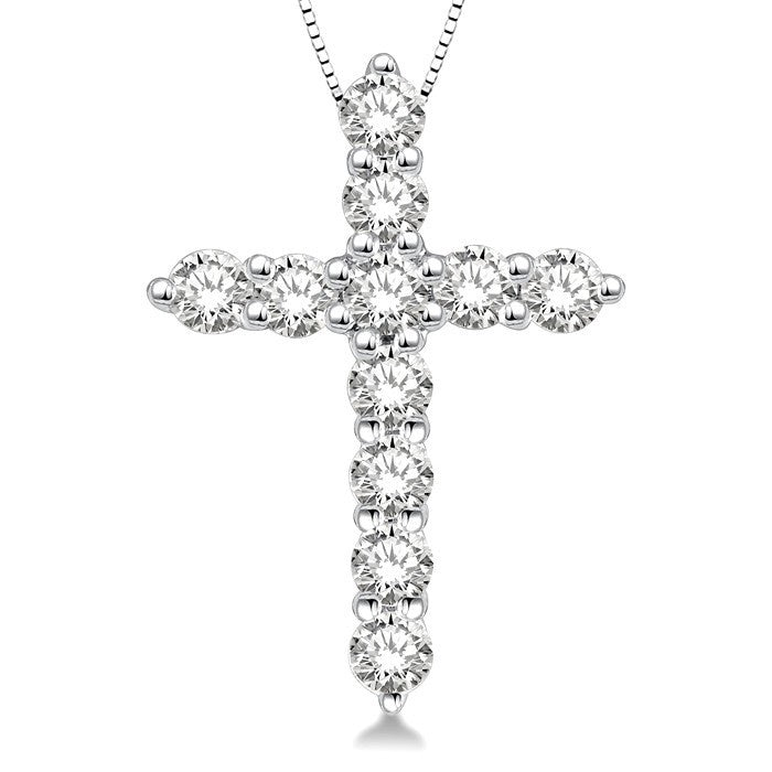 1/2 Ctw Round Cut Diamond Cross Fashion Pendant With Chain in Platinum