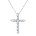 1/3 Ctw Round Cut Diamond Cross Pendant in 14K White Gold with Chain