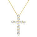 1/3 Ctw Round Cut Diamond Cross Pendant in 14K Yellow Gold with Chain