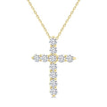 1/3 Ctw Round Cut Diamond Cross Pendant With Chain in 14K Yellow Gold