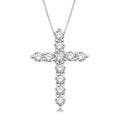 1/4 Ctw Round Cut Diamond Cross Pendant in 14K White Gold with Chain