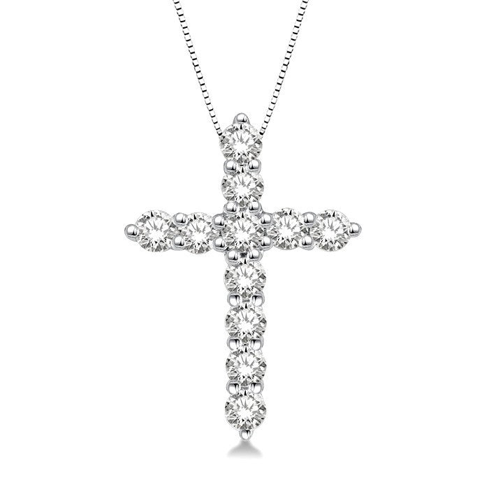 1/4 Ctw Round Cut Diamond Cross Fashion Pendant With Chain in Platinum