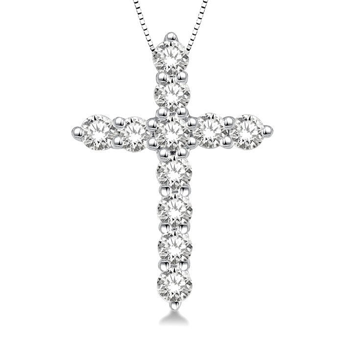 1/4 Ctw Round Cut Diamond Cross Fashion Pendant With Chain in Platinum
