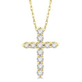1/10 Ctw Round Cut Diamond Cross Pendant in 14K Yellow Gold with Chain