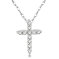 1/20 Ctw Round Cut Diamond Cross Petite Pendant in 14K White Gold with Chain