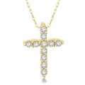 1/20 Ctw Round Cut Diamond Cross Petite Pendant in 10K Yellow Gold with Chain
