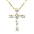 1/20 Ctw Round Cut Diamond Cross Pendant in 10K Yellow Gold with Chain