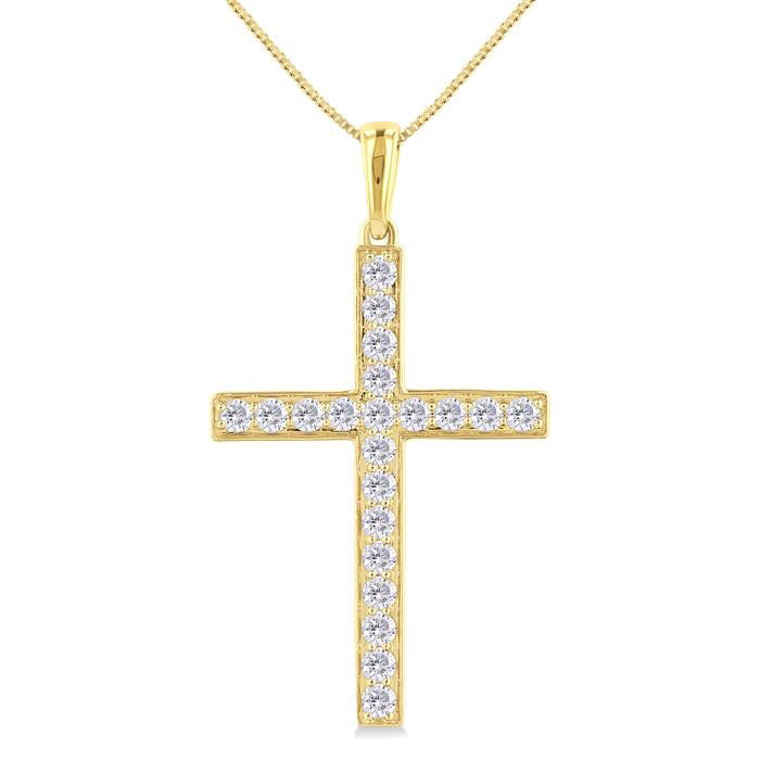Pave-Set Cross Diamond Fashion Pendant