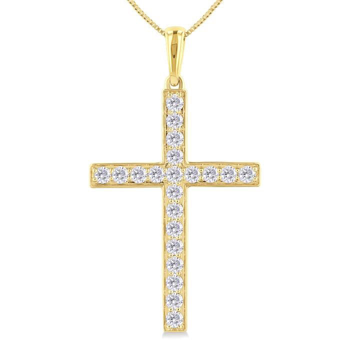 Pave-Set Cross Diamond Fashion Pendant