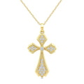 1/6 Ctw Cross Round Cut Diamond Fashion Pendant With Chain in 10K Yellow Gold