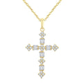1/3 Ctw Floral Cross Fusion Baguette and Round Cut Diamond Fashion Pendant With Chain in 14K Yellow Gold