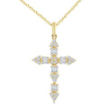 1/3 Ctw Baguette and Round Cut Diamond Geometric Cross Charm Fashion Pendant With Chain in 14K Yellow Gold