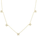 1/5 Ctw Butterfly Motif Round Cut Diamond Station Necklace in 14K Yellow Gold