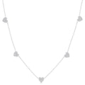 1/4 Ctw Heart Motif Round Cut Diamond Station Necklace in 14K White Gold