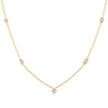 1/2 Ctw Bezel Set Mixed Cut Diamond Station Necklace in 14K Yellow Gold