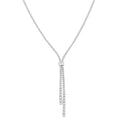 3 Ctw Split Y-Shape Baguette and Round Cut Diamond Lariat Necklace in 14K White Gold