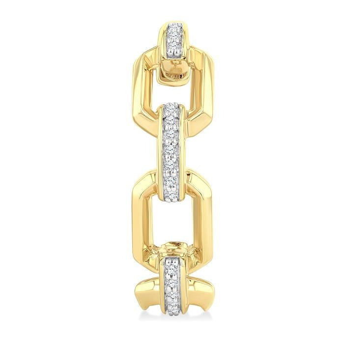 1/10 Ctw Bold Open Window Octagonal Shaped Round Cut Diamond Fashion Hoop Earrings in 10K Yellow Gold