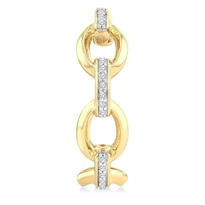 1/10 Ctw Bold Open Window Oval Shaped Round Cut Diamond Fashion Hoop Earrings in 10K Yellow Gold