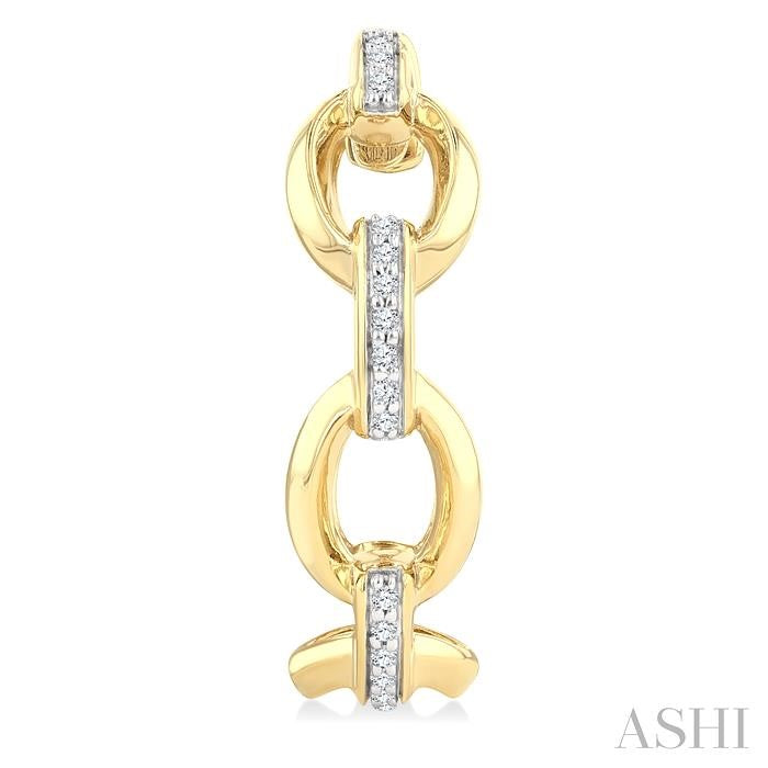 1/10 Ctw Bold Open Window Oval Shaped Round Cut Diamond Fashion Hoop Earrings in 10K Yellow Gold