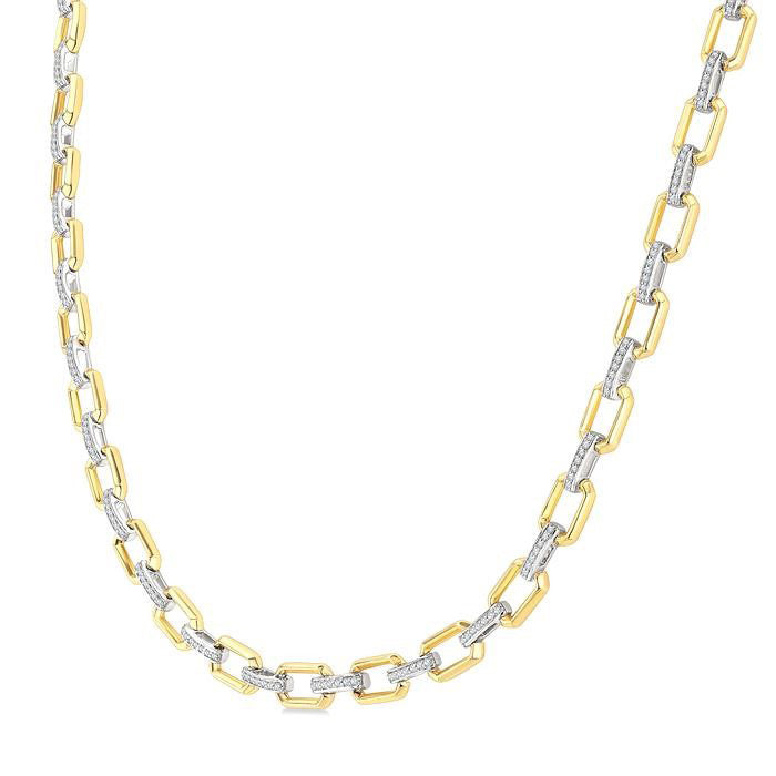 Bold Octagon Shape Link Diamond Fashion Necklace